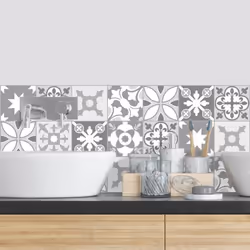 Crédence PVC - TESA - Tendance Ciment Gris - 70cm x 30cm - Salle de bain - Facile à poser