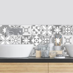 Crédence PVC - TESA - Tendance Ciment Gris - 70cm x 30cm - Salle de bain - Facile à poser