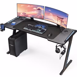 KLIM K140 - Bureau Gaming LED 140 x 60 cm + Gestion des câbles + Tapis de souris - Montage Facile - Bureau Gamer Métal et Boi ...