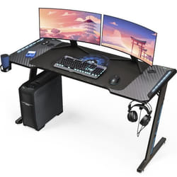 KLIM K140 - Bureau Gaming LED 140 x 60 cm + Gestion des câbles + Tapis de souris - Montage Facile - Bureau Gamer Métal et Bois