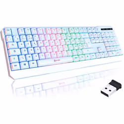 Clavier sans Fil Gamer - KLIM - Chroma - AZERTY - Rétroéclairé - Membrane - Blanc