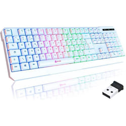 Clavier sans Fil Gamer - KLIM - Chroma - AZERTY - Rétroéclairé - Membrane - Blanc