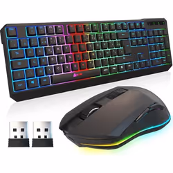 Pack Clavier Souris Gamer sans Fil - KLIM - Blaze & Chroma - 2 Dongles USB - RGB - AZERTY