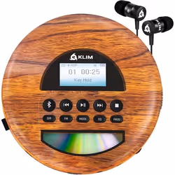 KLIM Nomad Wood - Lecteur CD Portable avec Écouteurs KLIM Fusion - Batterie Rechargeable Haute Qualité - Bluetooth + Lecteur ...