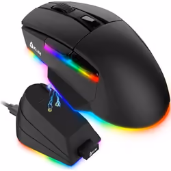 KLIM Blaze X RGB + Souris Gamer sans Fil Rechargeable avec Station de Charge + Batterie Longue durée + Jusquà 12000 DPI + Sou ...