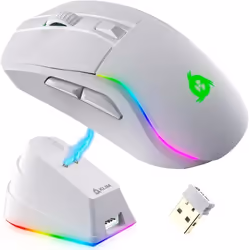 Souris Gamer - KLIM - Blaze Y - Sans Fil RGB - Rechargeable - 6000 DPI - Blanc