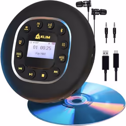 KLIM Journey Lecteur CD Portable avec Batterie Intégrée- Baladeur Lecteur CD pour VoitureMini Walkman CDCompatible avec CD-RC ...