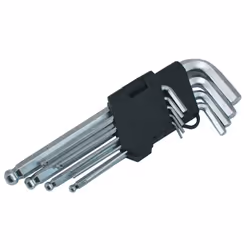 Jeu de 9 clés Allen longues Chrome Vanadium de 1.5 à 10 mm. Set de 9 clés Allen longues Chrome Vanadium à têtes rondes. Carac ...