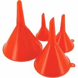 Lot de 4 entonnoirs en plastiques. En cuisine ou en mécanique, l’entonnoir est un ustensile indispensable ! Ce lot de 4 enton ...