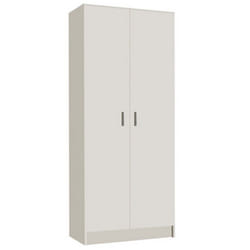 Armoire rangement nettoyage 2 portes en mélamine coloris blanc - Dim : H180 x L73 x P37 cm Pegane