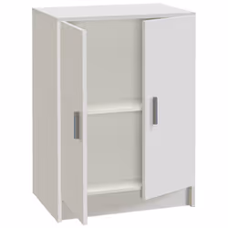 Cette armoire basse en mélamine est idéal pour la localisation dans les petits espaces grâce à ses deux étagères intérieures. ...