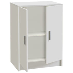 Armoire basse en bois de 2 portes, blanc - Dim : H80 x L59 x P37 cm Pegane