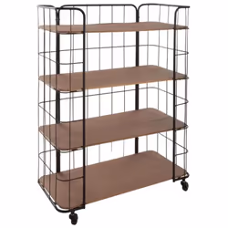 Etagère à 4 niveaux en Métal et Bois MDF, avec roulettes. Idéal pour le rangement dans une chambre, une cuisine une entrée, u ...