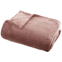 Pegane - Plaid en flanelle coloris Rose - 130 x 180 cm