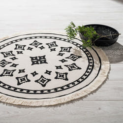 Tapis rond motif ethnique en Coton et polyester - Diam 90 cm -PEGANE-