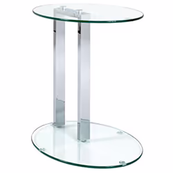 Table d'appoint en métal chromé, plateau et base en verre trempé transparent, épaisseur 8mm. Table design et facile à nettoye ...