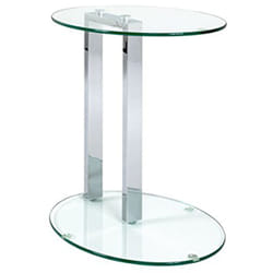 Table d'appoint en métal chromé et verre trempé - Dim : L45 x H50 x P35 cm Pegane