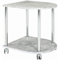 Desserte en acier et mdf optique béton-chromé - Dim : l 42 x h 40 x p 45 cm