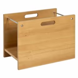 Porte revues en hêtre massif avec 2 poignées creuse et tubes en métal chromé pour fixer les journeaux. Dimensions : L40 x P25 ...