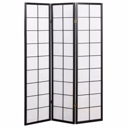 Optez pour ce pratique paravent japonais grands carreaux bois noir et papier de riz de 3 pans avec charnières double sens. Ce ...