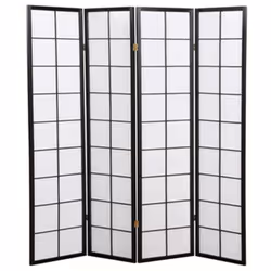 Optez pour ce pratique paravent japonais grands carreaux bois noir et papier de riz de 4 pans avec charnières double sens. Ce ...