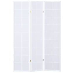Pegane - Paravent japonais grands carreaux bois blanc et papier de riz - 3 pans - Dim : h 178,6