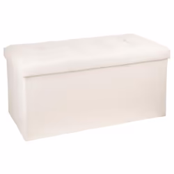 Coffre/pouf pliable en MDF et polyuréthane coloris beige. Il constitué une très bonne solution pour le rangement de vos objet ...