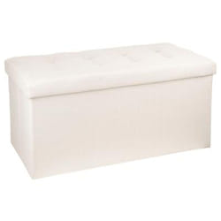 Pegane - Coffre/pouf pliable en mdf et polyuréthane coloris beige - Dim : L76 x l38 x H38 cm