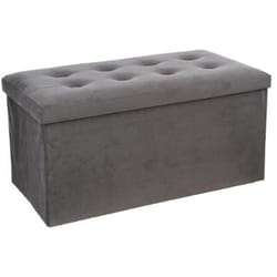 Coffre/pouf pliable en mdf et polyuréthane couleur grise - Dim : L76 x l38 x H38 cm Pegane