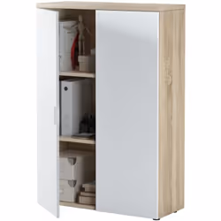 Description générale Cette armoire de rangement pour bureau, aux couleurs chêne canadien et blanc Artik, offre un espace de r ...