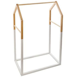 Pegane - Penderie enfant en bois forme masion blanc - Dim : L.60 x l.37 x H.100 cm