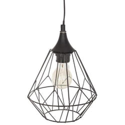 Pegane - Suspension en fer avec fil noir - Dim : D.19 x H.24 cm