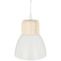 Pegane - Suspension design en métal et bois coloris blanc - Dim : D.15 x H.17 cm