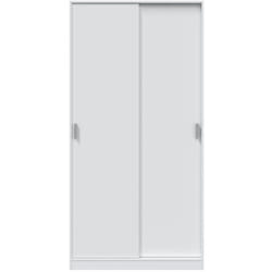 Armoire avec 2 Portes Coulissantes coloris Blanc - Dim : l 100 cm x h 200 x p 50 cm Pegane