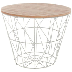 Pegane - Table d'appoint design en mdf et métal gris - Dim : D.38 x H.30,5 cm