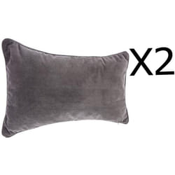 Pegane - Lot de 2 coussins rectangulaires 100% polyester coloris gris foncé - Dim : L.50 x l.30 cm