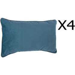 Pegane - Lot de 4 coussins rectangulaires 100% polyester coloris bleu - Dim : L.50 x l.30 cm