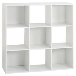Tagère 9 cases en panneaux de particules blanc - Dim : L.100,5 x P.32 x H.100,5 cm Pegane