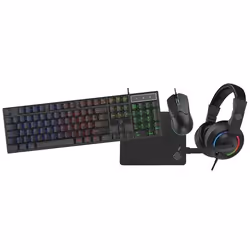 Pack gaming 4 en 1 - SUBSONIC - Clavier AZERTY - Souris 3600 DPI - Casque stéréo - Rétro-éclairage RGB