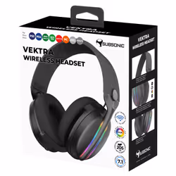 Subsonic TITRE - Vektra casque gaming sans fil pour PS5 PS4 PC Xbox Switch, casque gamer à LED avec hauts parleurs 7.1, micro rétractable, réglage du volume et bouton mute intégrés – Noir - Vue supplémentaire 6