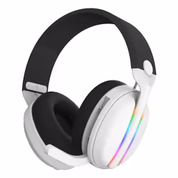 Subsonic - Vektra casque gaming sans fil pour PS5 PS4 PC Xbox Switch, casque gamer à LED avec hauts parleurs 7.1, micro rétractable, réglage du volume et bouton mute intégrés – Blanc