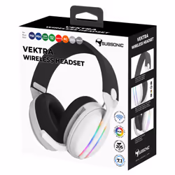 Subsonic - Vektra casque gaming sans fil pour PS5 PS4 PC Xbox Switch, casque gamer à LED avec hauts parleurs 7.1, micro rétractable, réglage du volume et bouton mute intégrés – Blanc - Vue supplémentaire 6