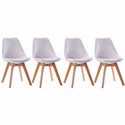 Lot de 4 chaises scandinaves NORA blanches avec coussin