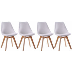 Lot de 4 chaises scandinaves NORA blanches avec coussin
