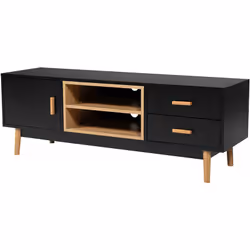 Description générale Le meuble TV ROSS au style scandinave intemporel s'intégrera parfaitement chez vous grâce à ses lignes m ...