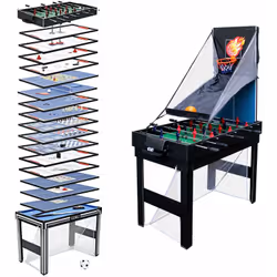 Description générale Jouez en vous amusant avec cette table multi-jeux qui propose une variété de jeux tels que le baby-foot, ...