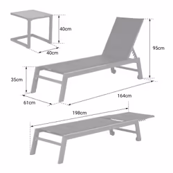 Happy Garden SET1281GN chaise d'extérieur Gris - Vue supplémentaire 5