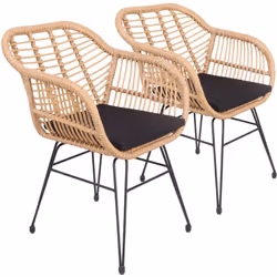 Description générale Découvrez le lot de 2 fauteuils en rotin synthétique avec coussins CINTA, alliant sobriété et solidité. ...