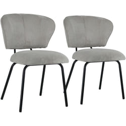 Lot de 2 chaises en velours côtelé gris clair nilsa - Happy Garden