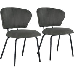 Lot de 2 chaises en velours côtelé gris foncé nilsa - Happy Garden